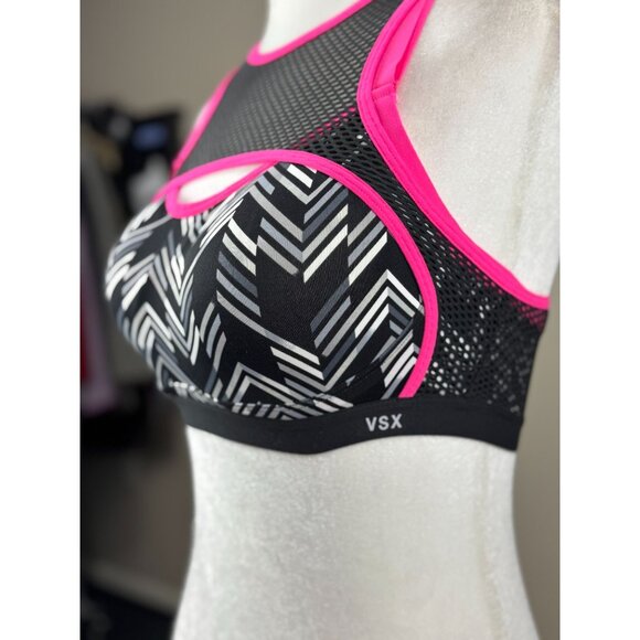 NEW Victorias Secret VSX Sport Racerback Sports Bra Pink Black High Impact 34D - Picture 10 of 13